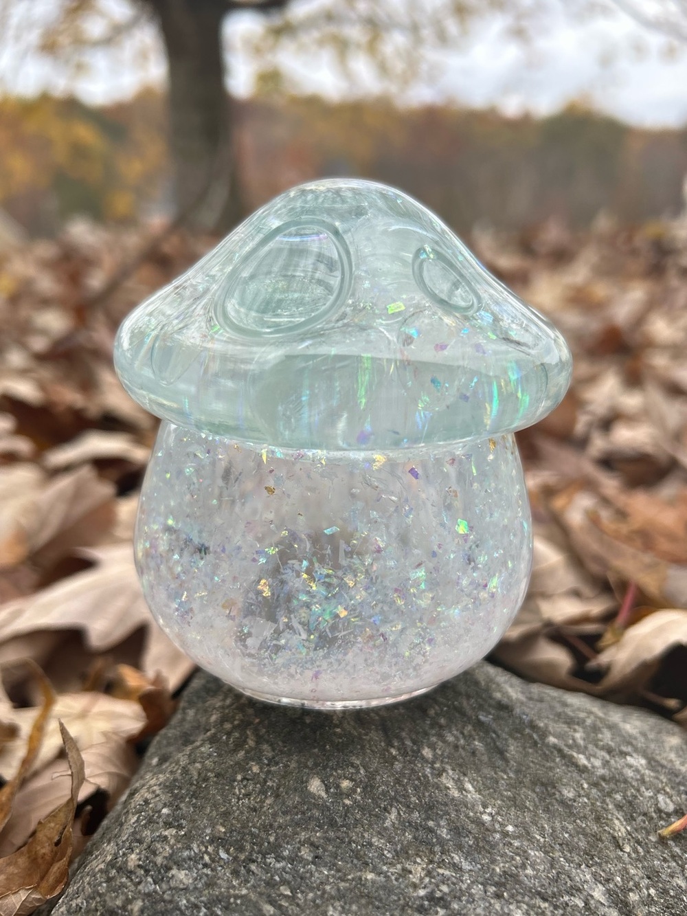 Handmade Iridescent Mushroom Trinket Jar | Fairycore Resin Storage Jar